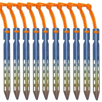 TiTo Titanium Tent Stake 6pcs/lots Colorful  V Shaped Windproof Outdoor Camping Tent  Nail  with Rope Suitable for Soft Ground
