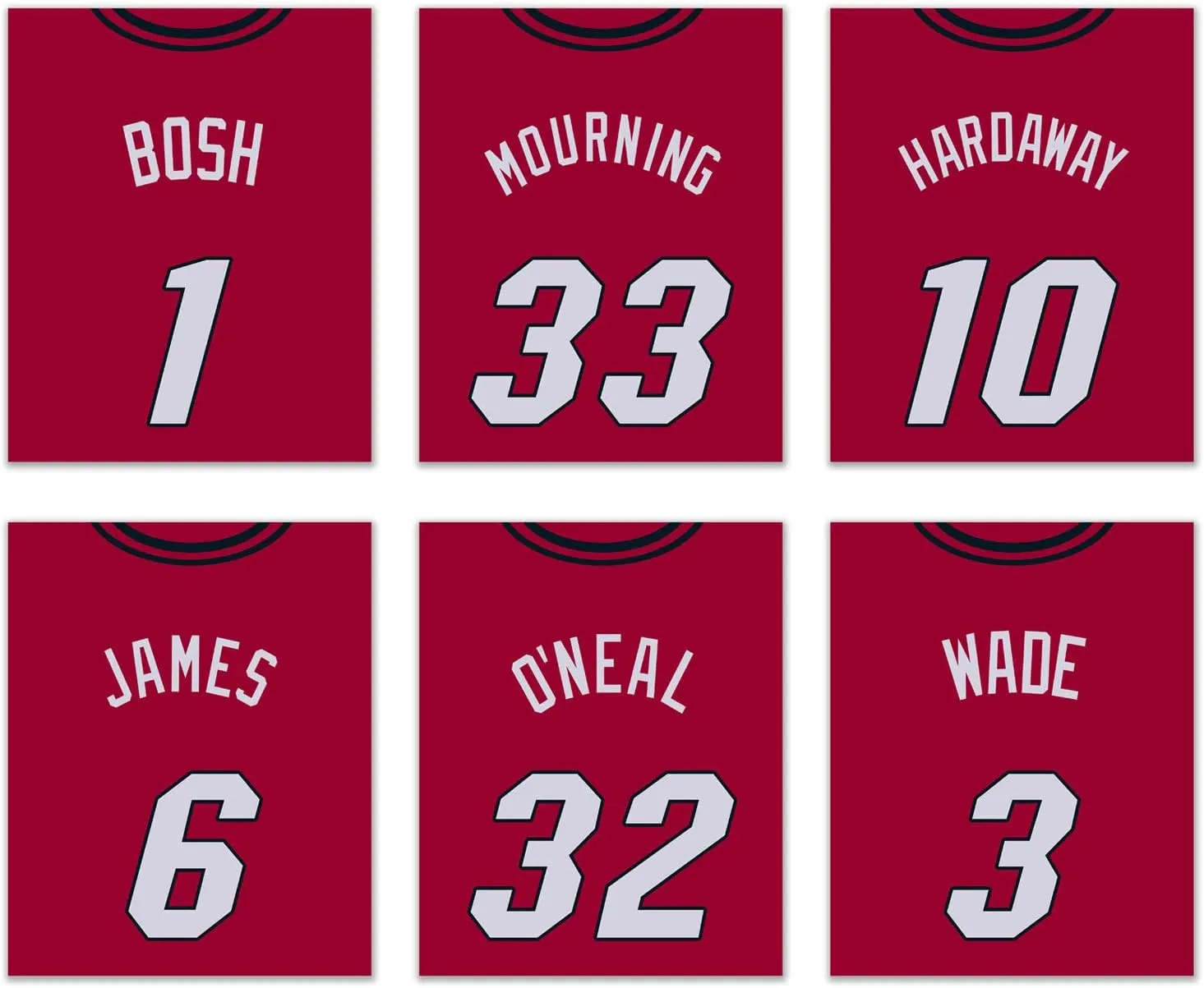 TnT Prints Miami Heat Poster, Miami Heat Wall Decor, Miami Heat Prints, Basketball Poster, NBA Posters, Heat Poster, Heat Decor - Set of 6 (8x10) - Unframed