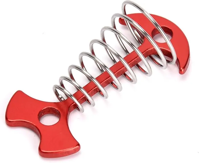 TOBWOLF 10PCS Deck Anchor Pegs, Windproof Aluminium Alloy Fishbone Tent Stakes with Spring Buckle, Portable Wind Rope Anchor, Camping Tent Nail