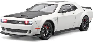 Toddler Toy Cars 1/24 Challenger Hellcat Die Cast Metal Toy Car,Collectible Cars Hellcat Model Car Boy Gifts,Pull Back Toy Car with Light and Sound,Toy Cars for Boys Age 4-7(White)