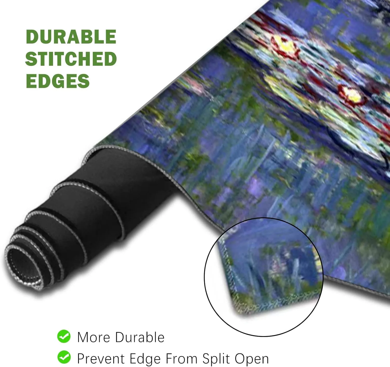 ToLuLu Extended Gaming Mouse Pad, Memory Foam Ergonomic Keyboard Mouse Wrist Rest Support Set, Large Desk Mat with Stitched Edges, Non-Slip Base Mousepad for Home Office Game, Monet Water Lilies