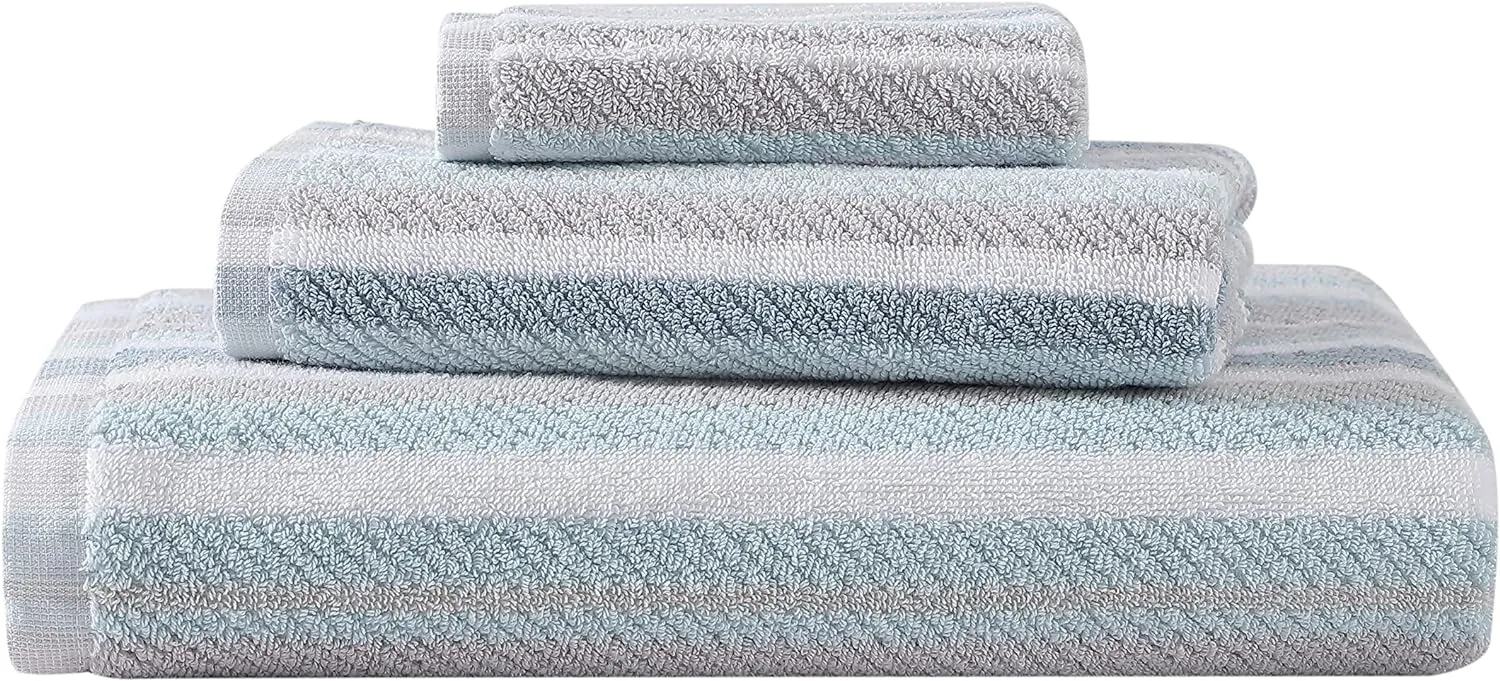 Tommy Bahama - Bath Towels Set, Highly Absorbent Cotton Bathroom Decor, Fade Resistant (Ocean Bay Tranquail Blue, 3 Piece)