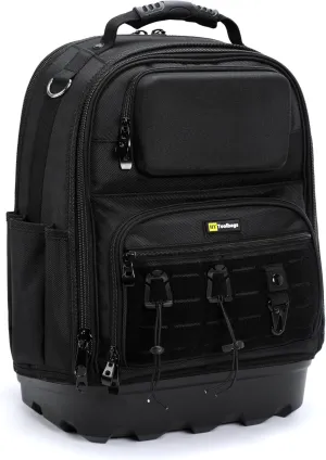 Tool Backpack/Tool Bag with 37 Pockets, Heavy Duty Nylon Stitching, Padded Back and Shoulders, Front EVA Case, Waterproof Base