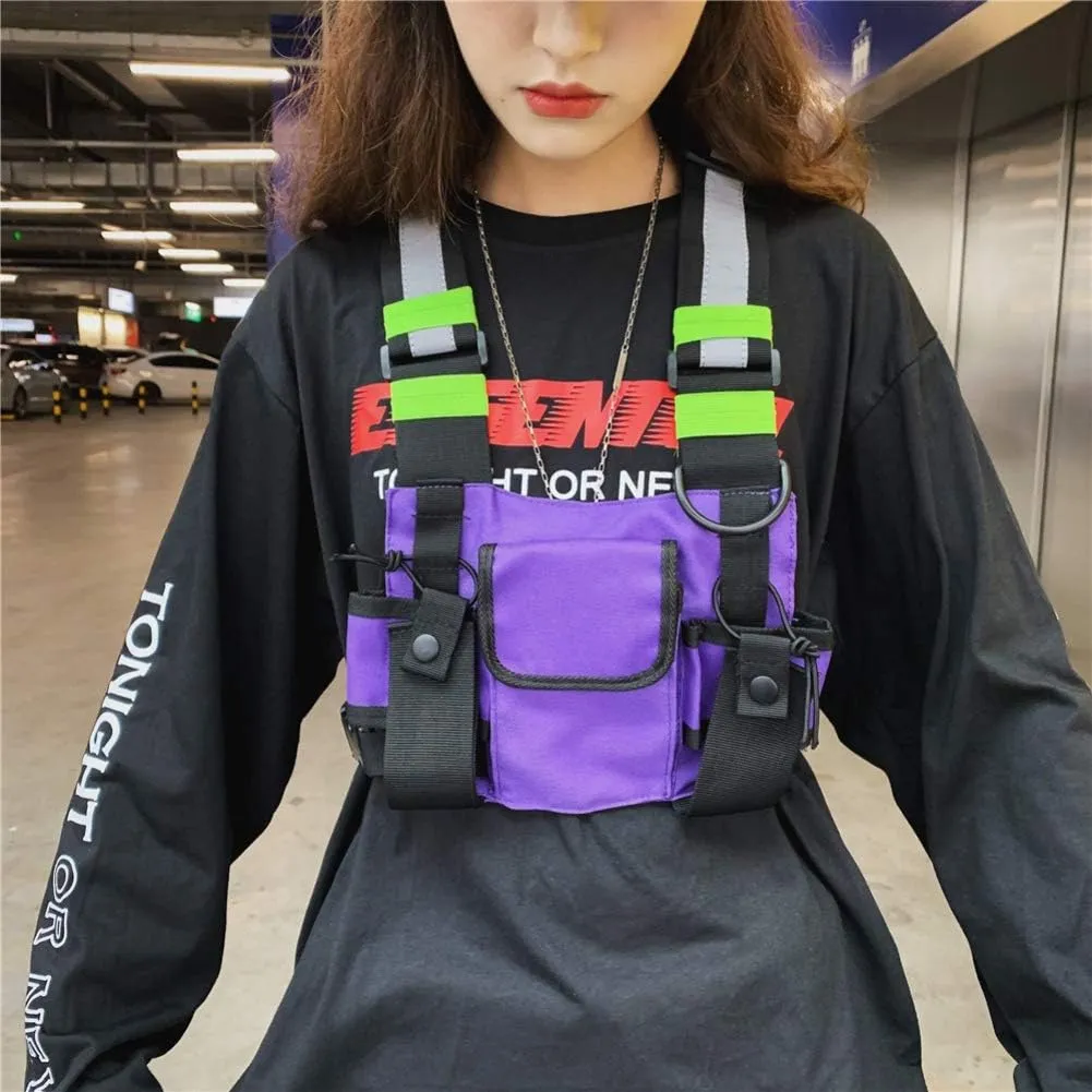 Tool Vest,Chest Rig Bag Men Women Multi-Pocket Vest Hip Hop Chest Pack Functional Utility Vest for Men
