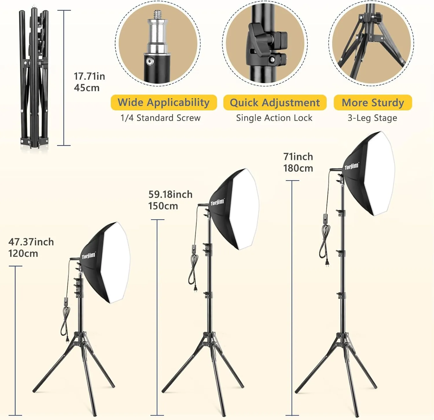Torjim Softbox Photography Lighting Kit, 20'' x 20'' Professional Softbox Lighting Kit with 85W 3000-7500K LED Bulbs, Studio Lights for Photography/Video Recording/Live Streaming/Portraits Shooting