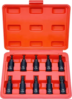 Torx Bit Socket Set, Premium Cr-Mo Steel | 10-Piece Star T20 - T60 Set | 3/8-Inch Drive | Enhanced Storage Case…