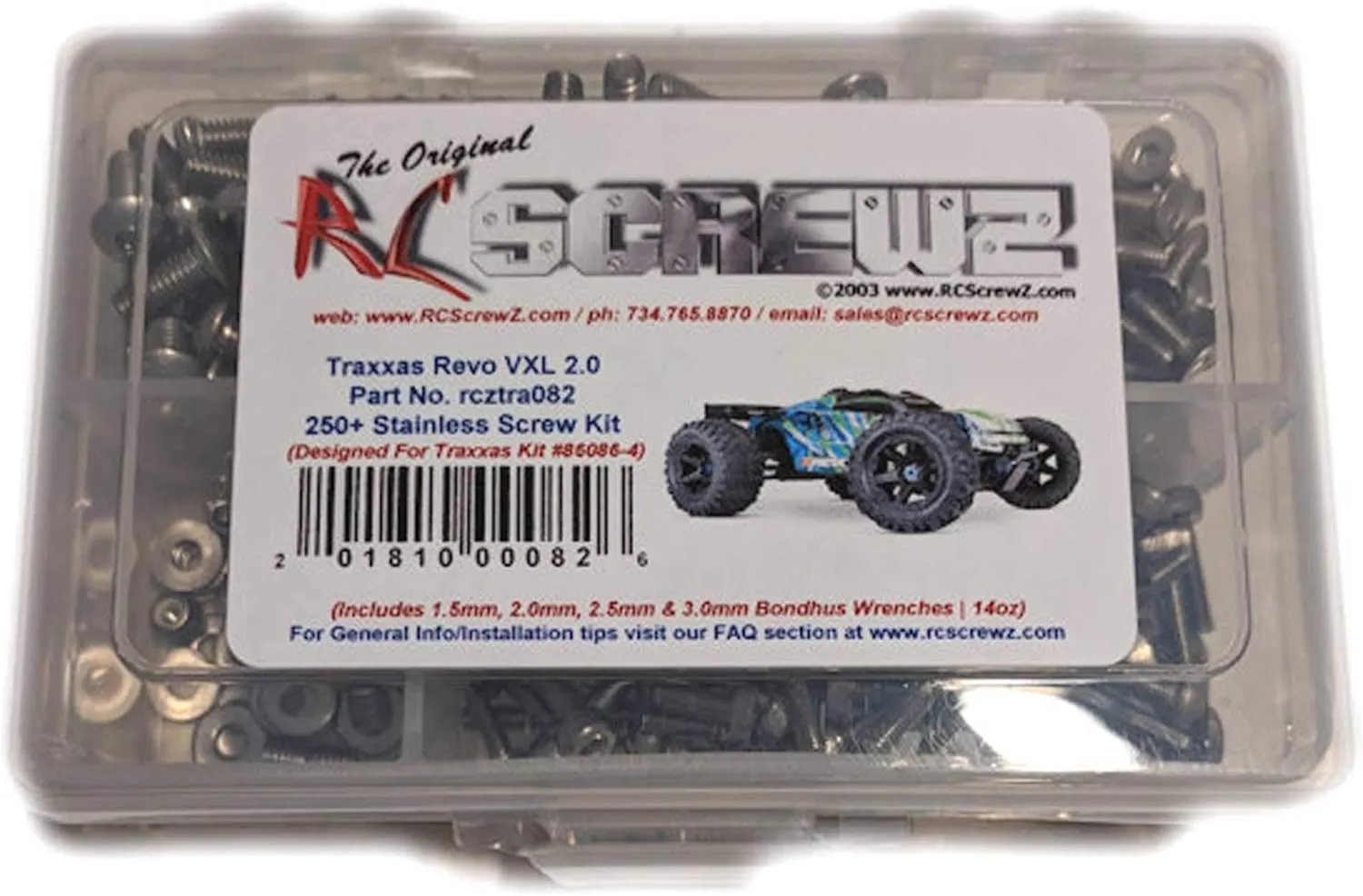 tra082 - Traxxas Revo VXL 2.0 (86086-4) Compatible Stainless Steel Screw Kit