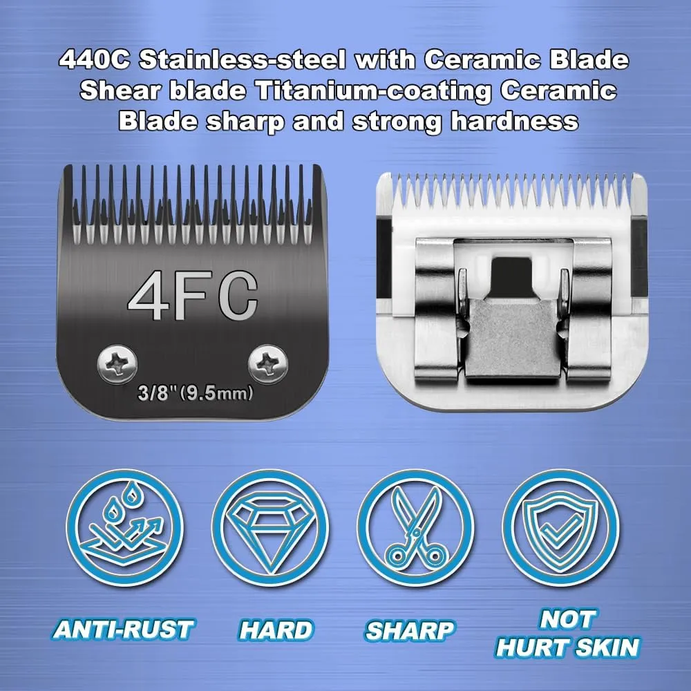 TRAH 5FC Blade Dog Grooming Clipper Replacement Blades Compatible with Andis Dog Clippers,Most A5, Wahl KM Series Clippers,Detachable Ceramic Blade,Size-5FC, 1/4-Inch Cut Length (6.3mm) Black