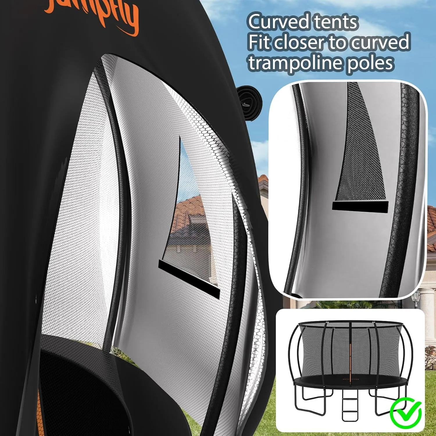 Trampoline Tent for 8 Curved Pole Round Trampoline