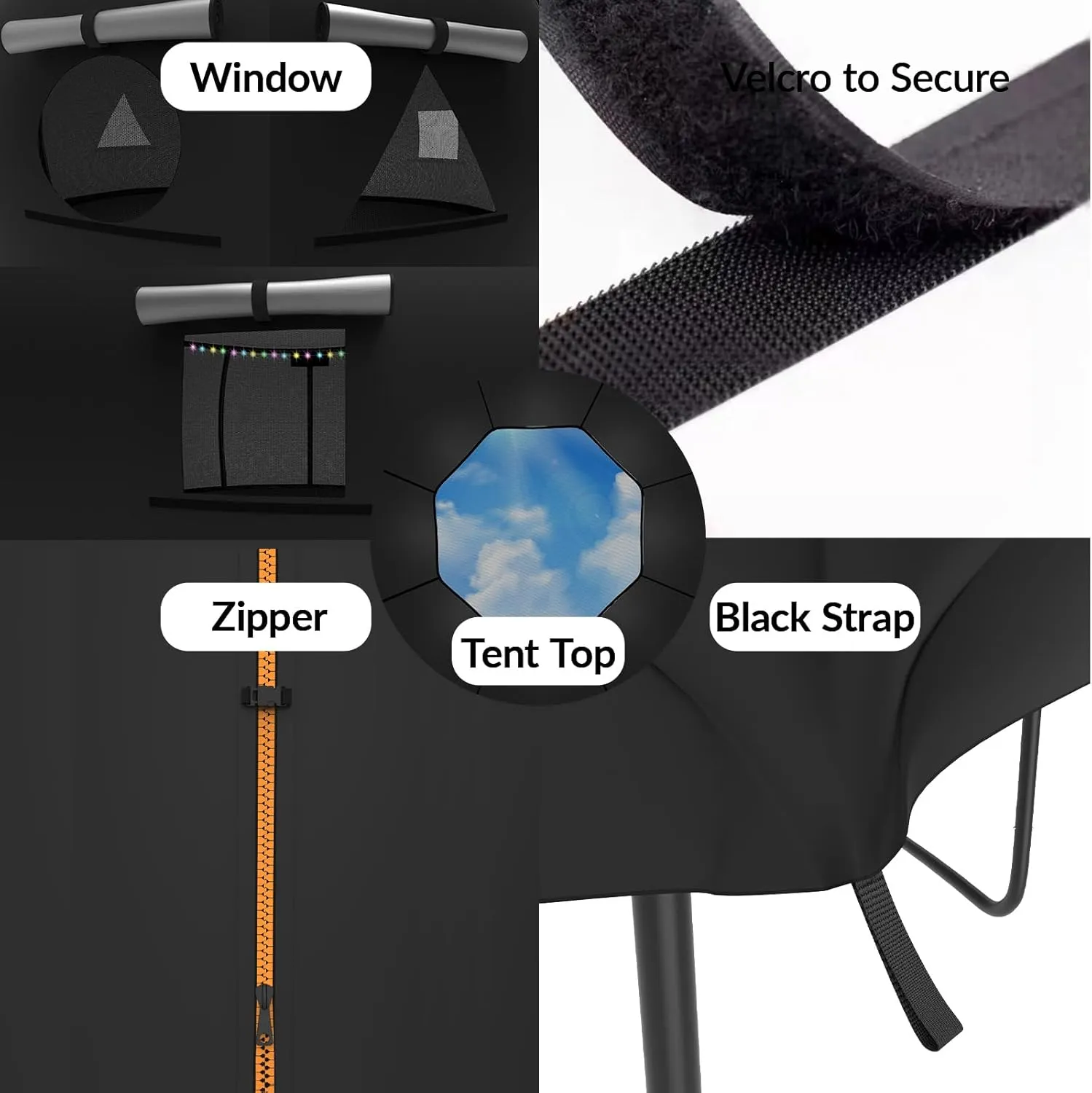 Trampoline Tent for 8 Curved Pole Round Trampoline