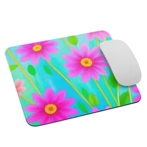 Trendy Floral Mouse Pad with Large Bright Flowers