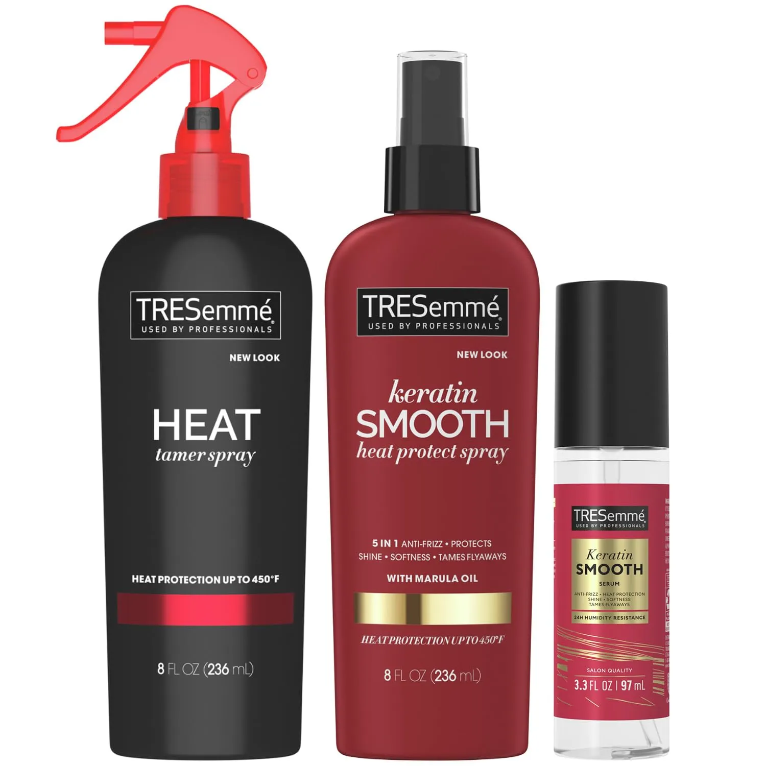 TRESemmé Expert Keratin Smooth Hair Care Set - Heat Protection Spray, Shine Serum with Marula Oil, and Thermal Leave-in Spray, Anti-Frizz Products (3 Piece Set)