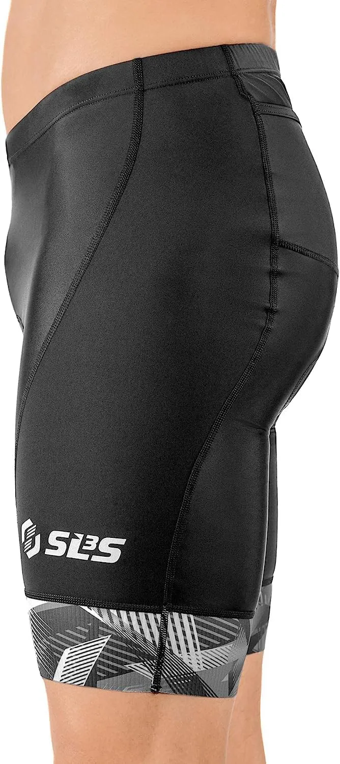 Triathlon Shorts - Men's Padded Tri Shorts with 2 Pockets, Medium Compression