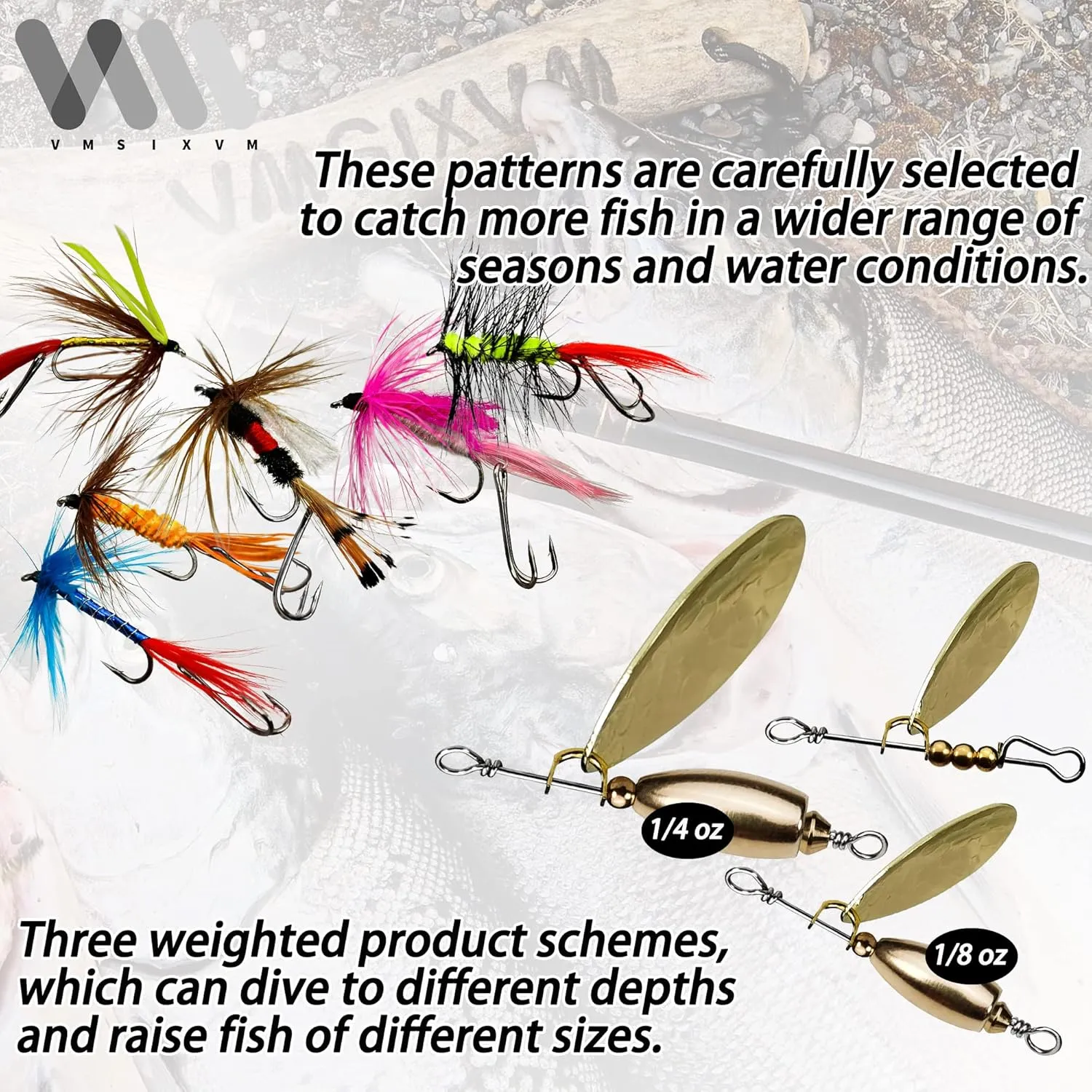 Trout Lures Fishing Spinnerbaits, Rooster Bait Tail Hard Metal Brass Spinner Baits Trout Fishing Lures for Bass Salmon Pike Freshwater Saltwater
