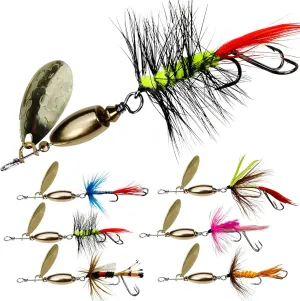 Trout Lures Fishing Spinnerbaits, Rooster Bait Tail Hard Metal Brass Spinner Baits Trout Fishing Lures for Bass Salmon Pike Freshwater Saltwater