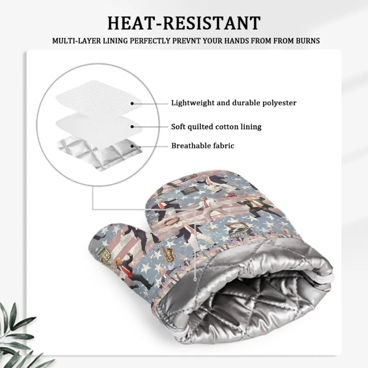 Trump Themed Heat Resistant Silicone Oven Mitts Set