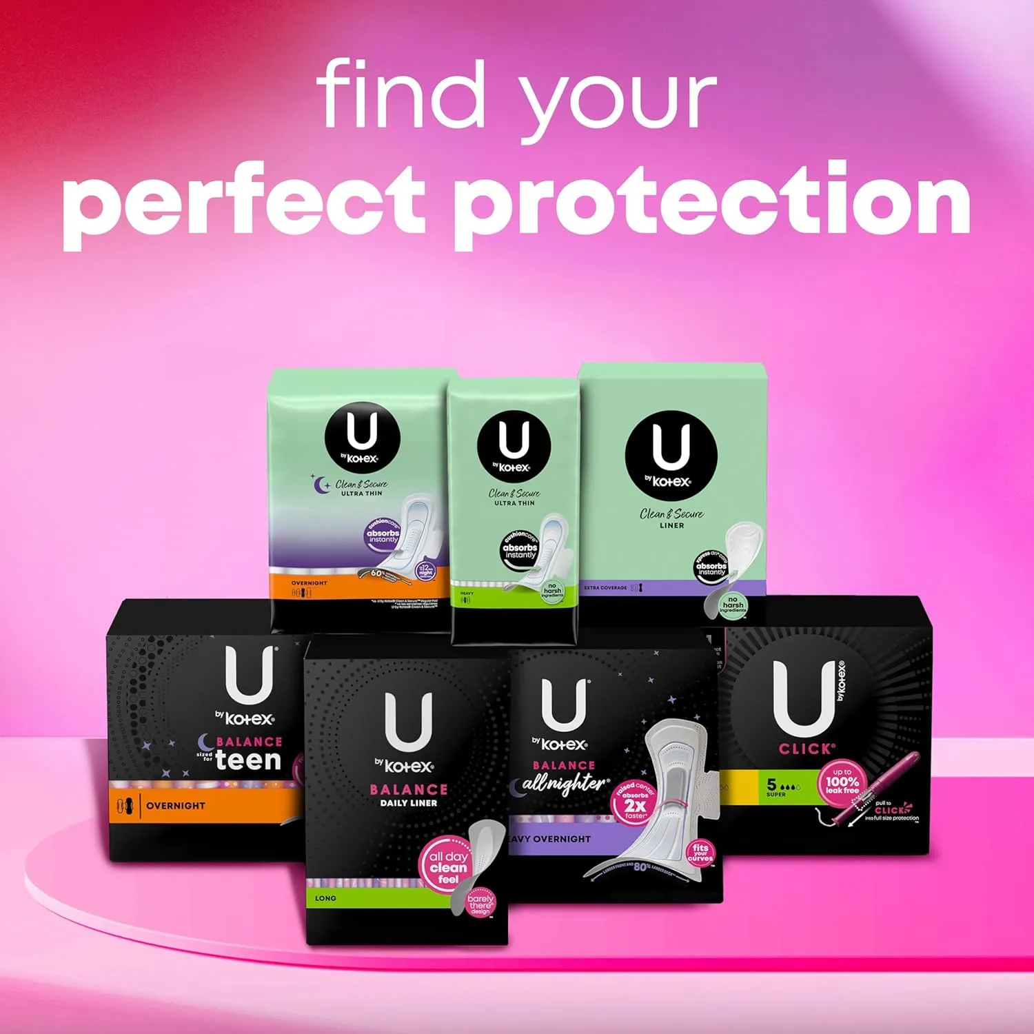 U by Kotex Balance Sized for Teens Ultra Thin Pads with Wings, Heavy Absorbency, 56 Count (4 Packs of 14) (Packaging May Vary)