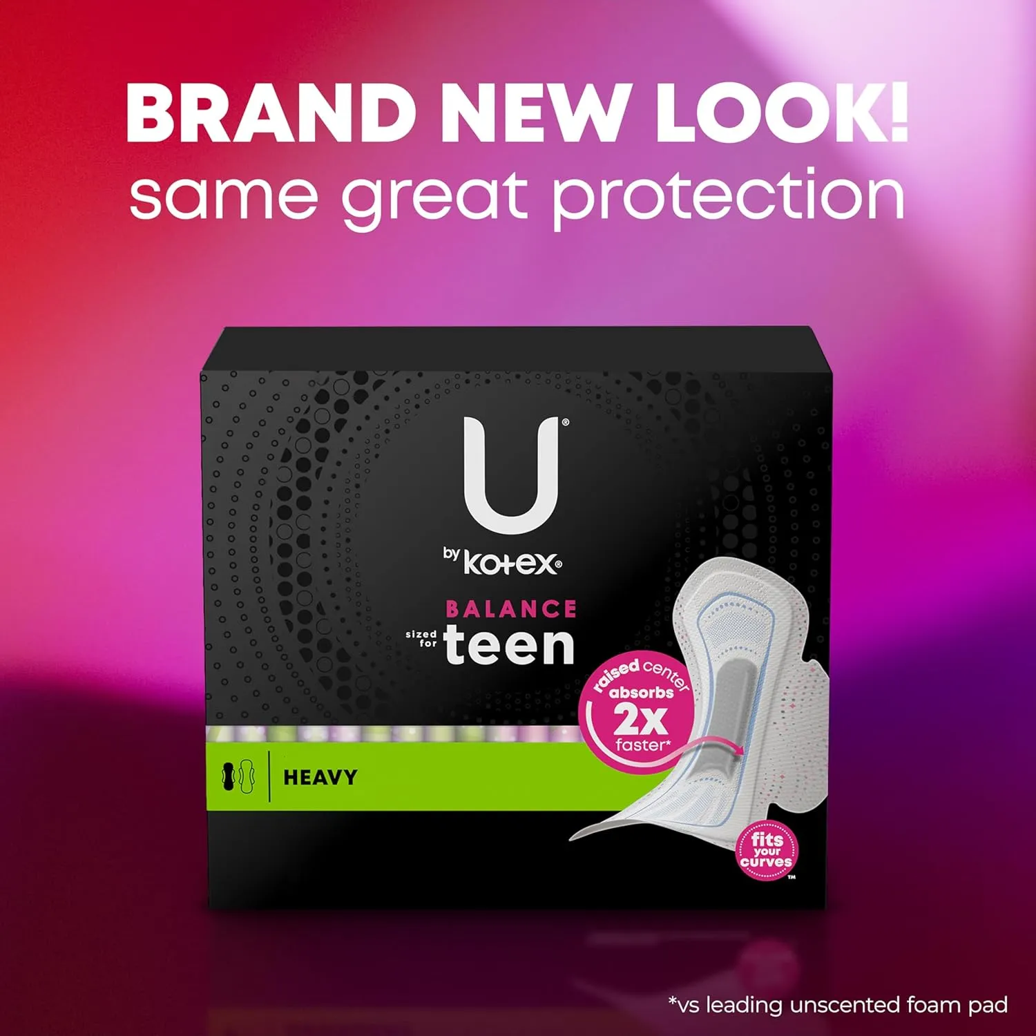 U by Kotex Balance Sized for Teens Ultra Thin Pads with Wings, Heavy Absorbency, 56 Count (4 Packs of 14) (Packaging May Vary)