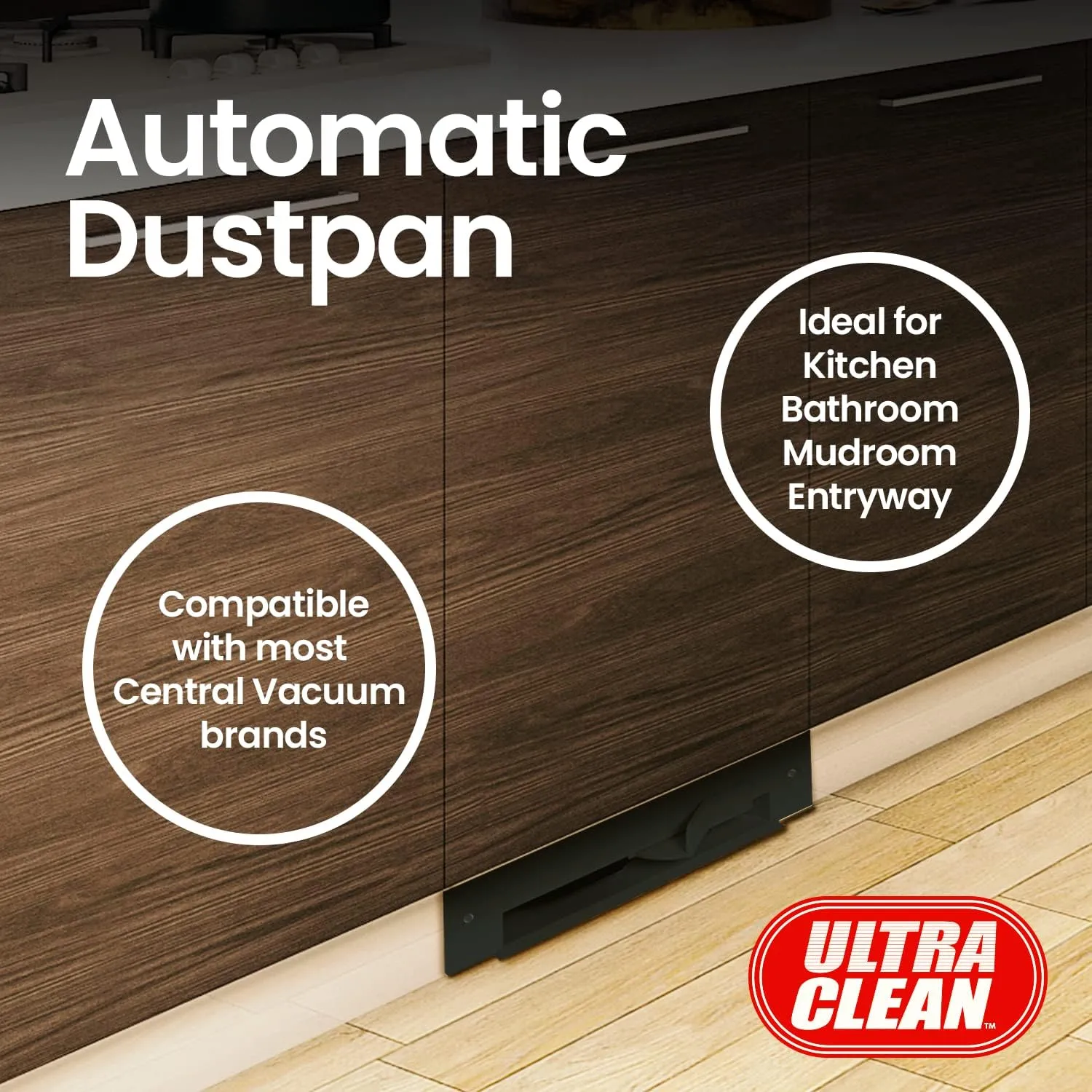 Ultra Clean Central Vacuum Automatic Dustpan Sweep Inlet Vacpan Rough-in Kit (Black)