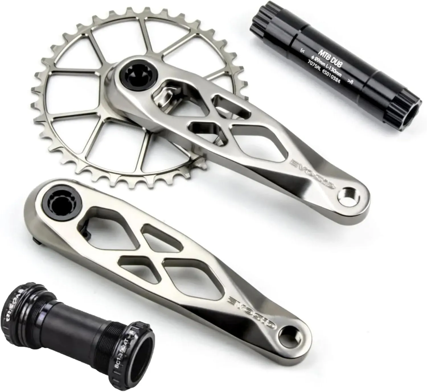 Ultralight MTB 165/170/175mm Crankset Set,32T 34T 36T 38T Single Speed Mountain Bike Cycling Road Bike Crank Arm Set Dub Axis 29mm Mountain Bicycle Crankset