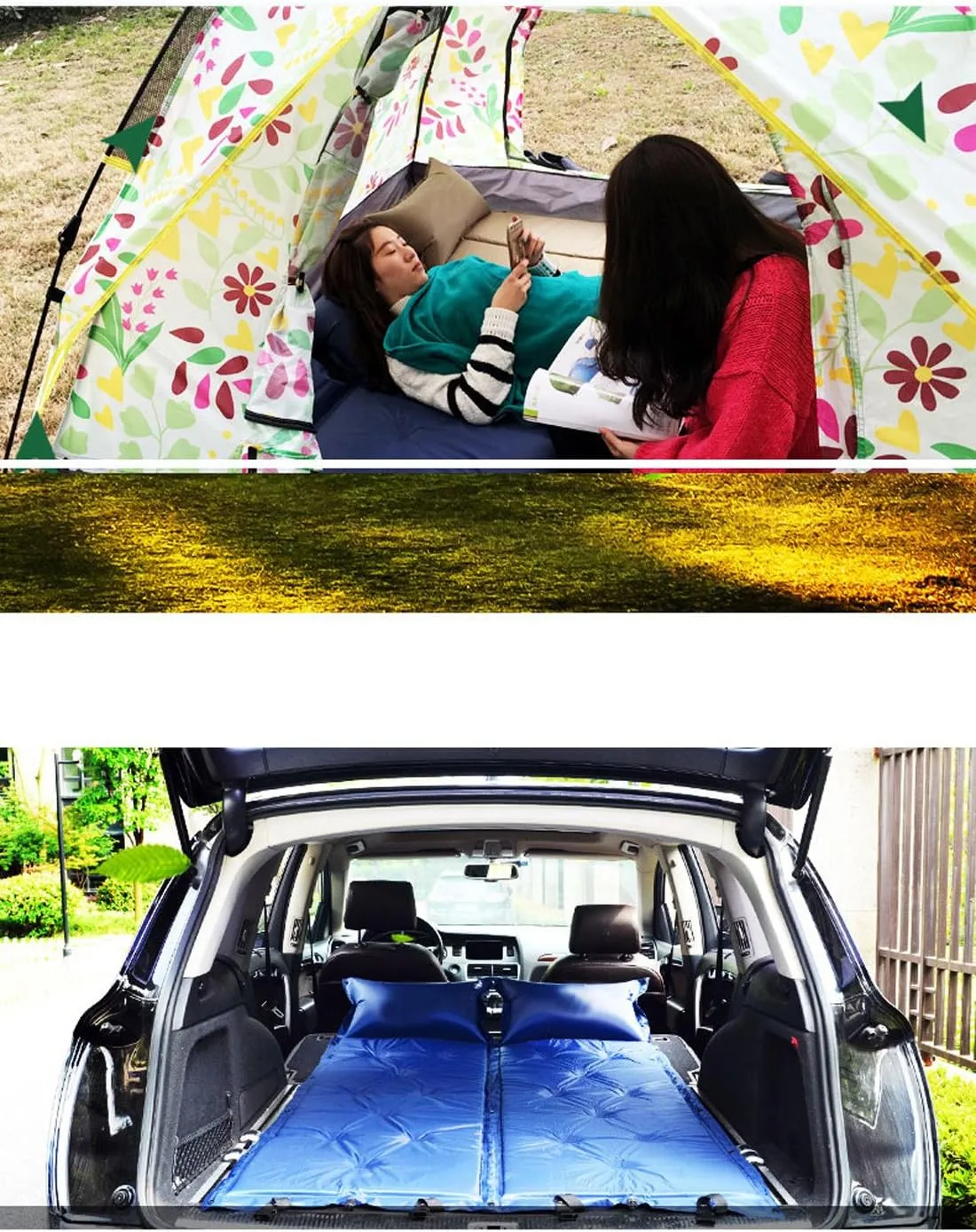 Ultralight Self Inflating Camping Sleeping Pad Air Mattress Bed with Inflated Pillow for Tent Backpacking Hiking Beach Travel