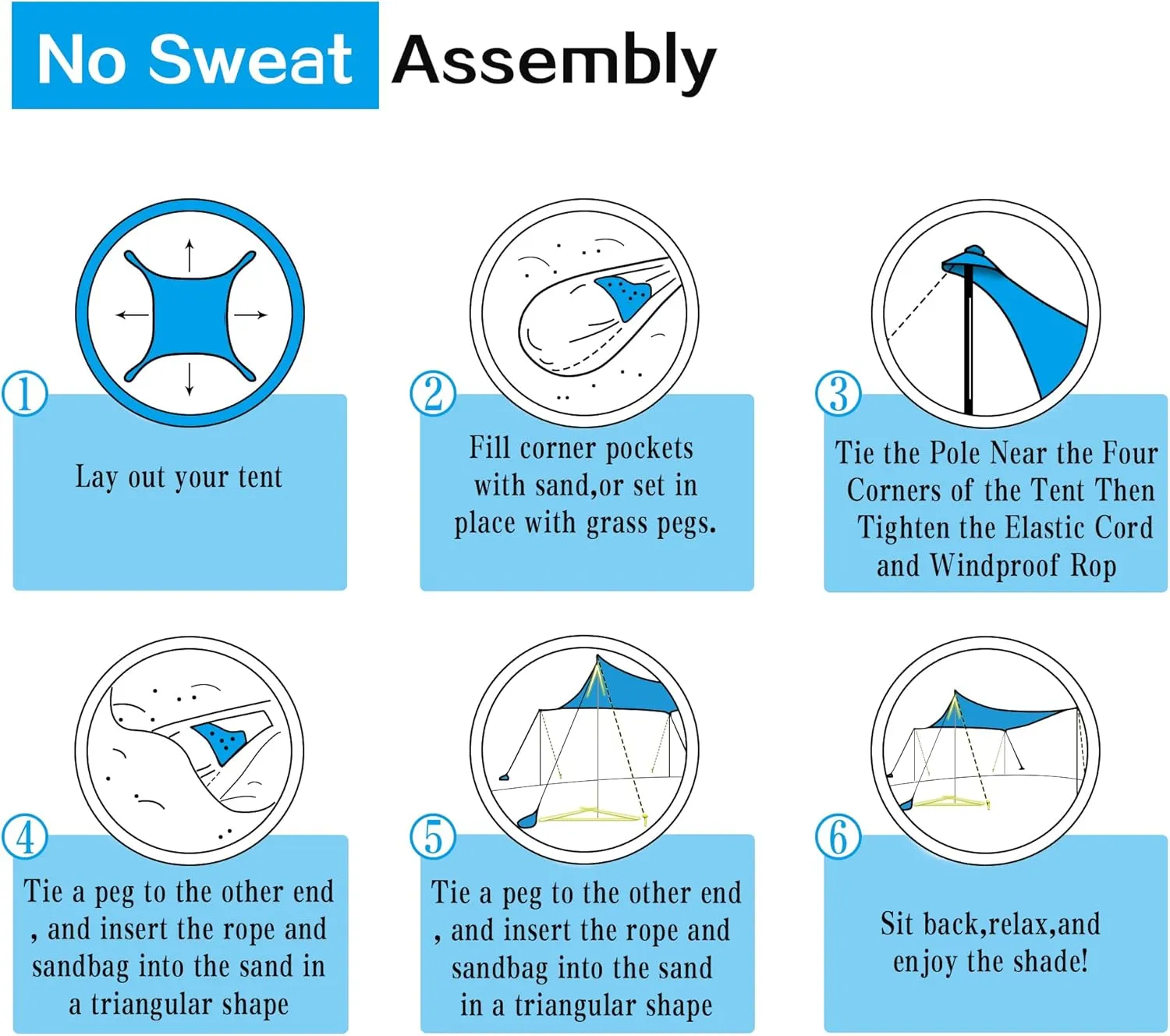 UMARDOO Family Beach Tent Canopy Sun Shade Portable 10×10FT, Large Wind Resistance Beach Sun Shelter Easy Setup with Packable Carry Bag for Outdoor Travel UPF 50  (Blue)