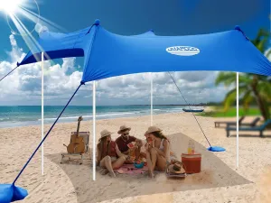UMARDOO Family Beach Tent Canopy Sun Shade Portable 10×10FT, Large Wind Resistance Beach Sun Shelter Easy Setup with Packable Carry Bag for Outdoor Travel UPF 50  (Blue)