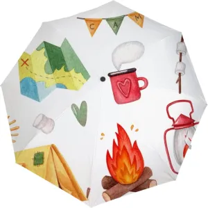 Umbrella Rain Windproof Native American Patchwork Travel Compact Anti-UV Protection Umbrellas Golf Folding Parasol Automatic Open Close Men Women Adults