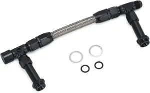 Universal Black 8 AN Male Flare Dual Inlet 4150 Fuel Line Kit to 7/8" Braided Stainless Steel Carburetor for Holley Black