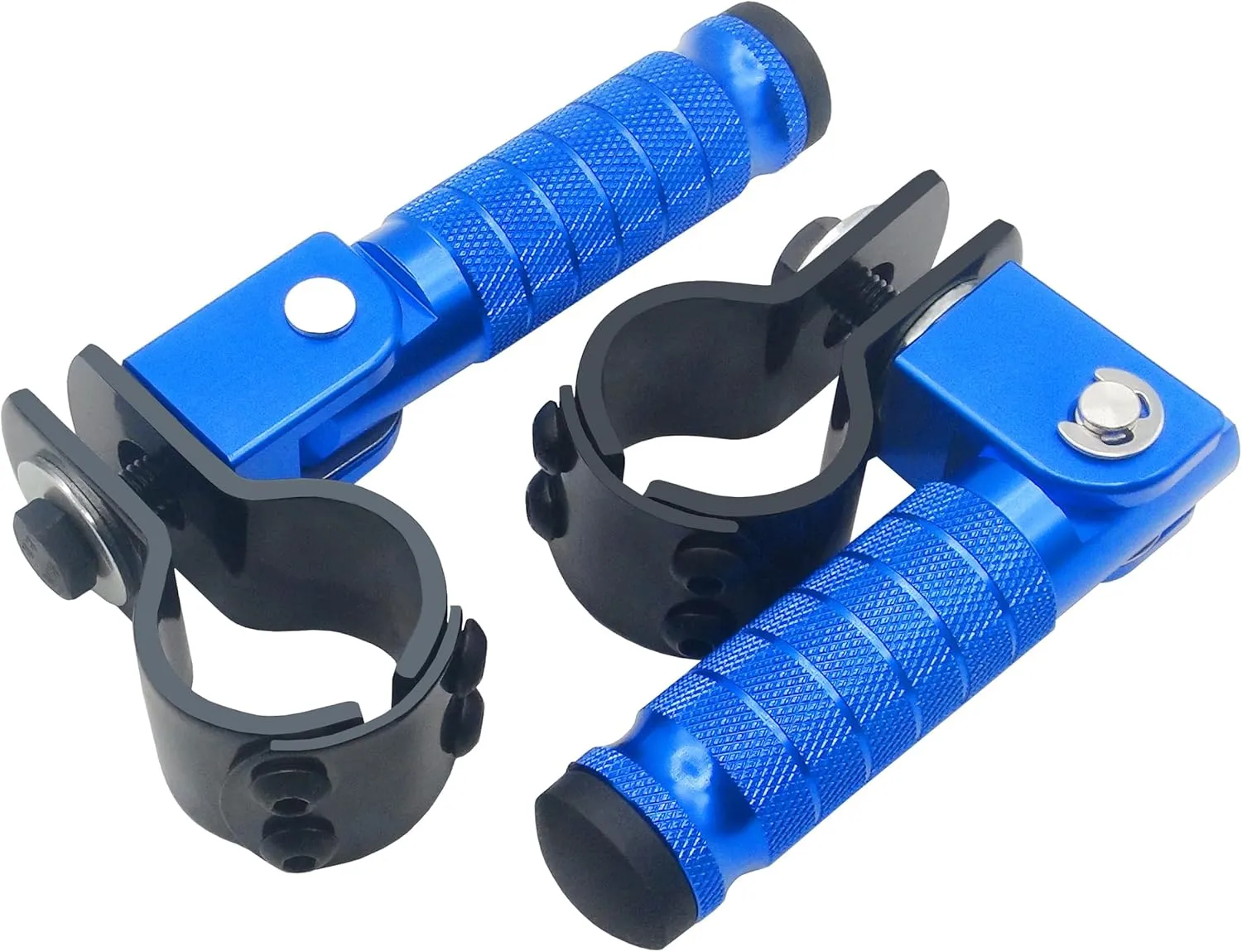 Universal Motorcycle Folding Rearsets Folded Motorbike Footrest Bicycle Footpegs Foot Pegs Pedal (Blue)
