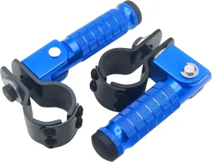 Universal Motorcycle Folding Rearsets Folded Motorbike Footrest Bicycle Footpegs Foot Pegs Pedal (Blue)