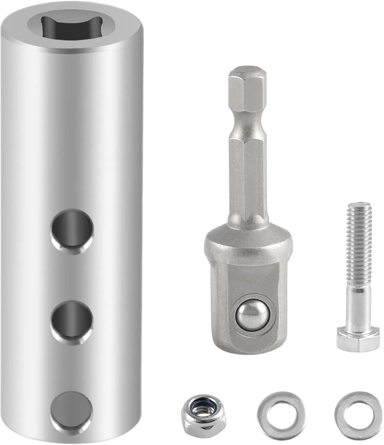 Upgraded Stainless Steel Trailer Jack Electric Drill Adapter with a 1/2 in Socket Adapter Bit Compatible with 1 Inch Jack Drive Shaft