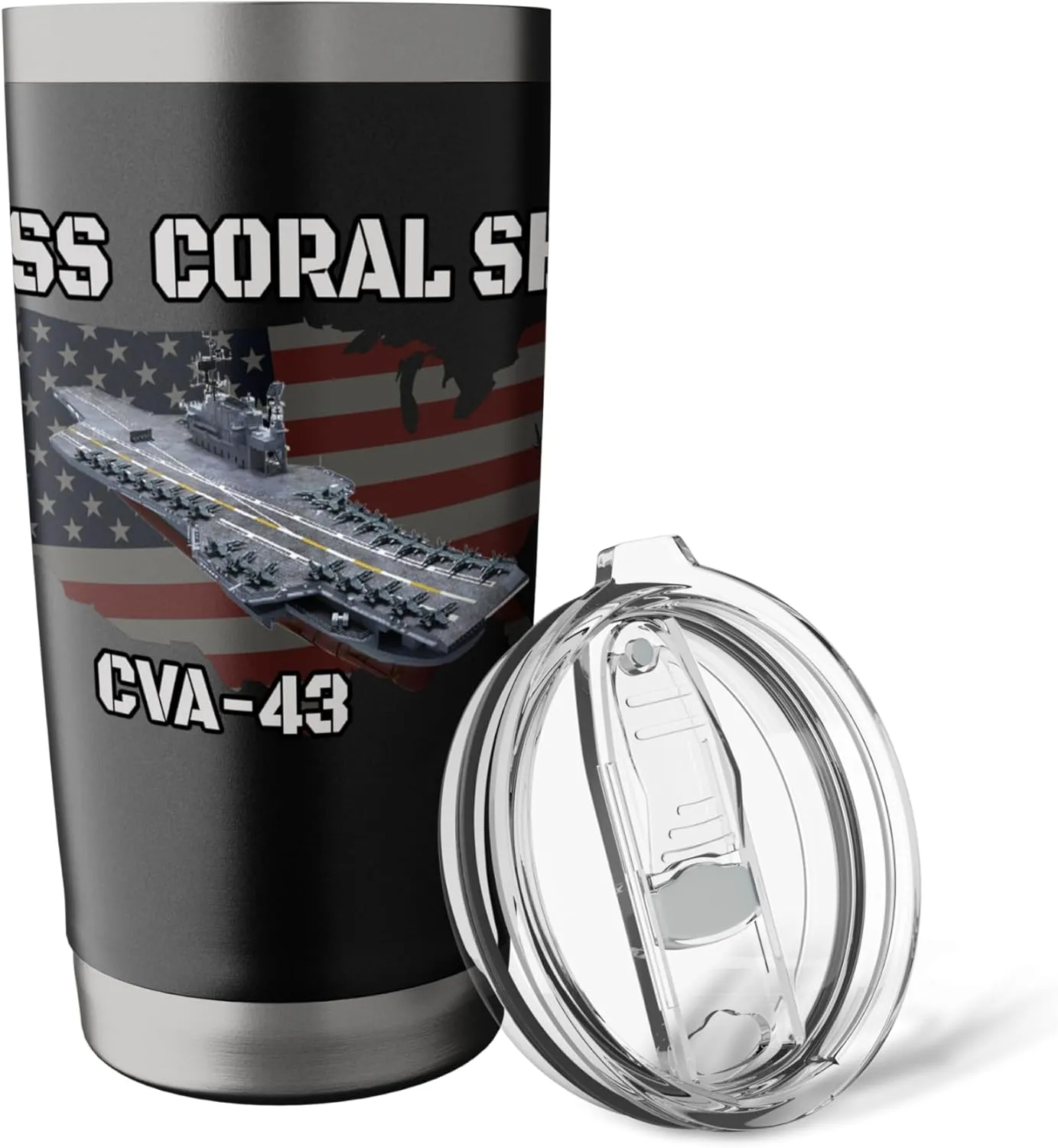 USS Coral Sea CVA-43 Aircraft Carrier Veterans Day Stainless Steel Insulated Tumbler
