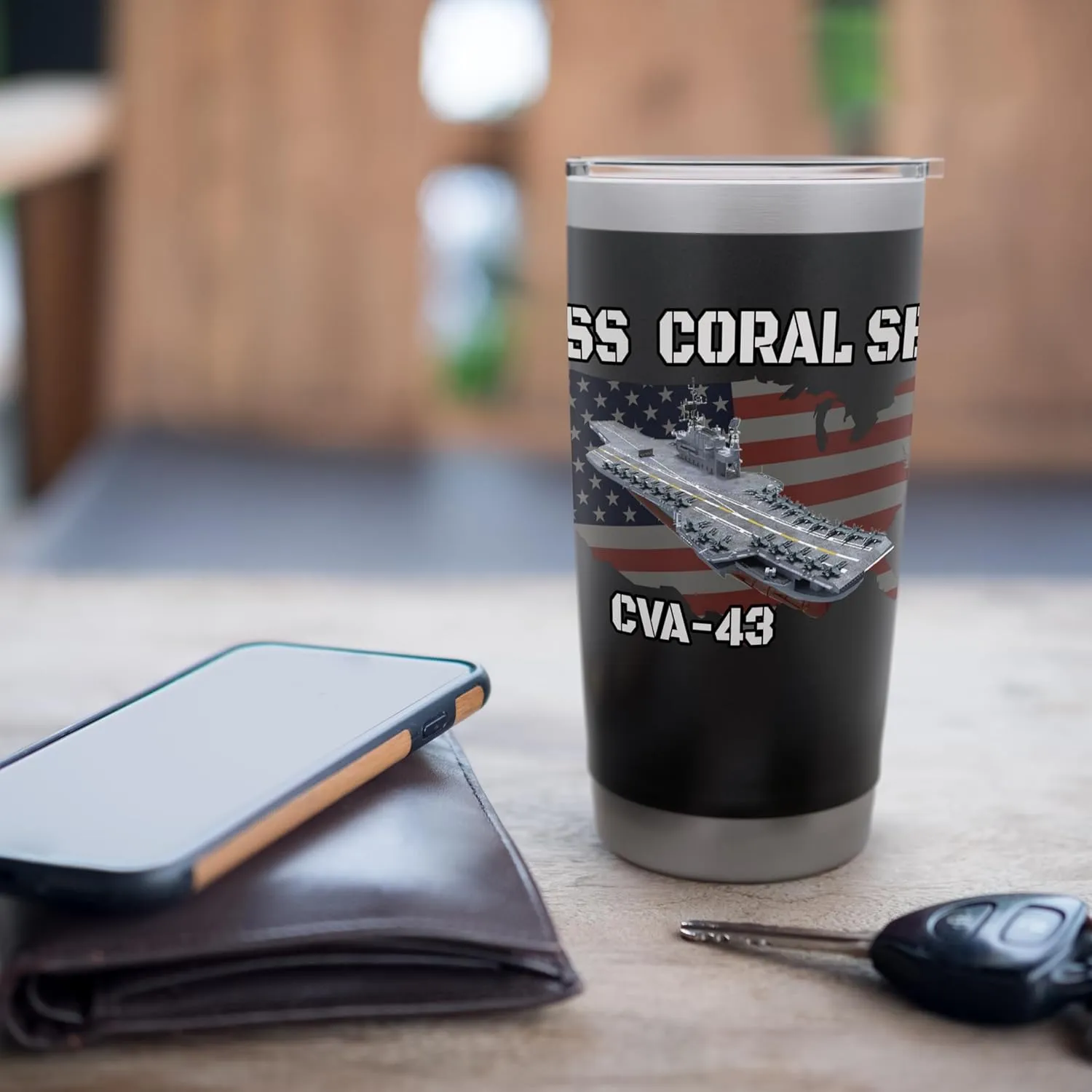 USS Coral Sea CVA-43 Aircraft Carrier Veterans Day Stainless Steel Insulated Tumbler
