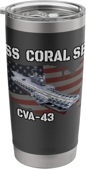 USS Coral Sea CVA-43 Aircraft Carrier Veterans Day Stainless Steel Insulated Tumbler