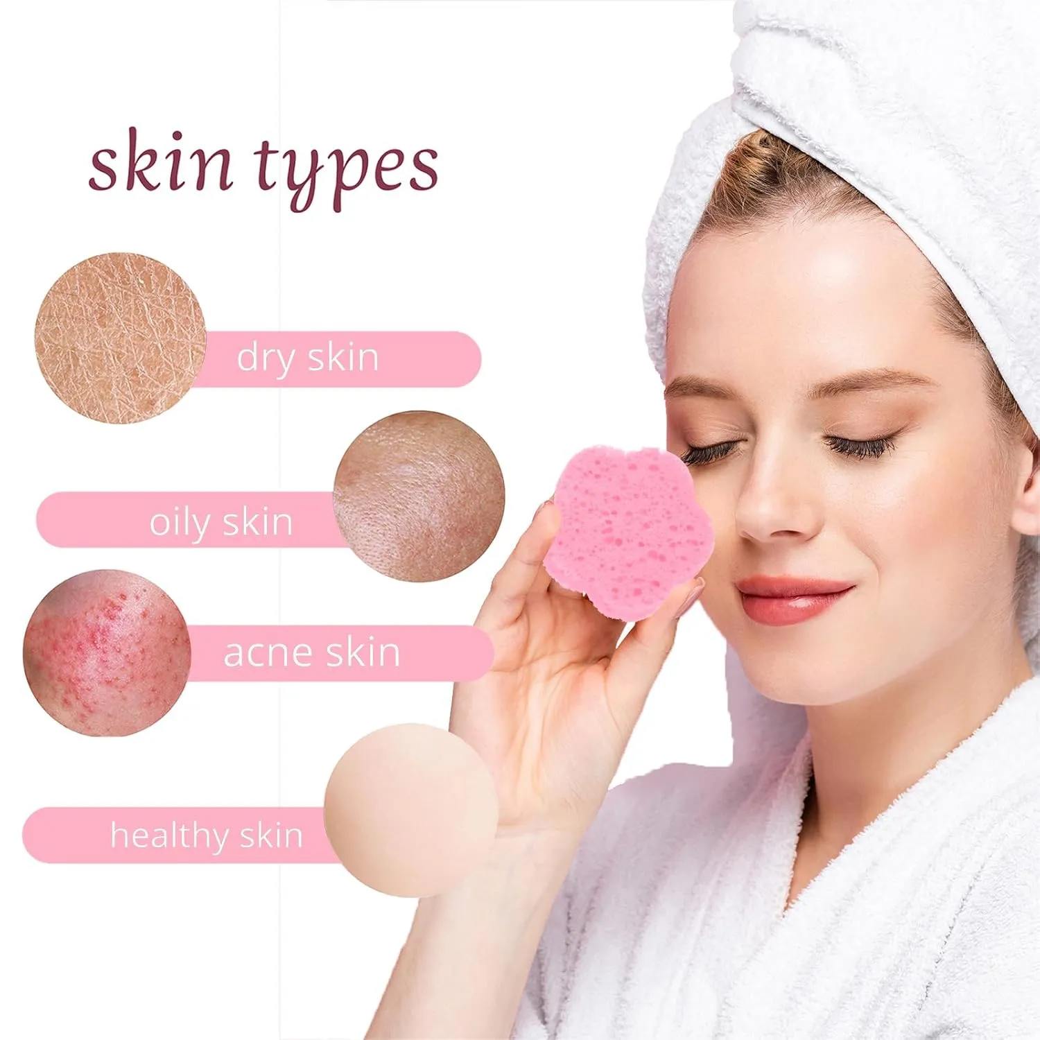 uxcell 120 Count Compressed Facial Sponges Flower Face Cleansing Sponges Pads for Daily Skincare Routines at Home, Kitchen, Travel, Blue