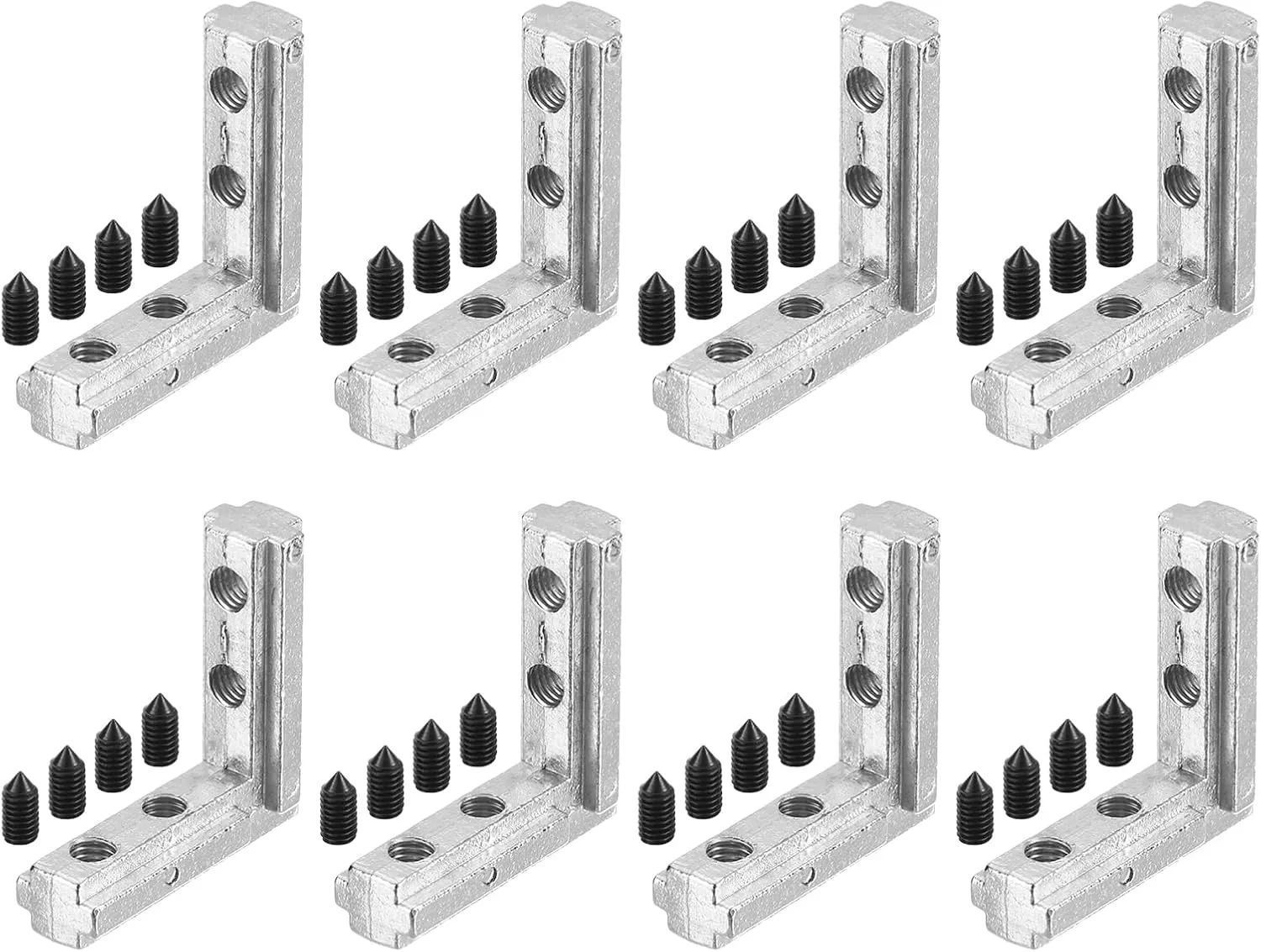 uxcell L-Shape Interior Joint Bracket, 8Set Inside Corner Connectors with M6 Screws for 4040 Series Aluminum Extrusion Profile (Silver)