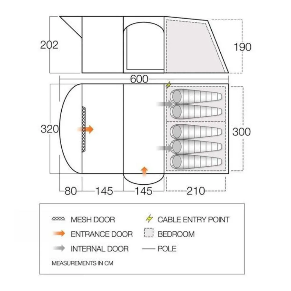Vango Amalfi / Applewood / Hudson 500XL Tent Footprint - 600cm x 320cm