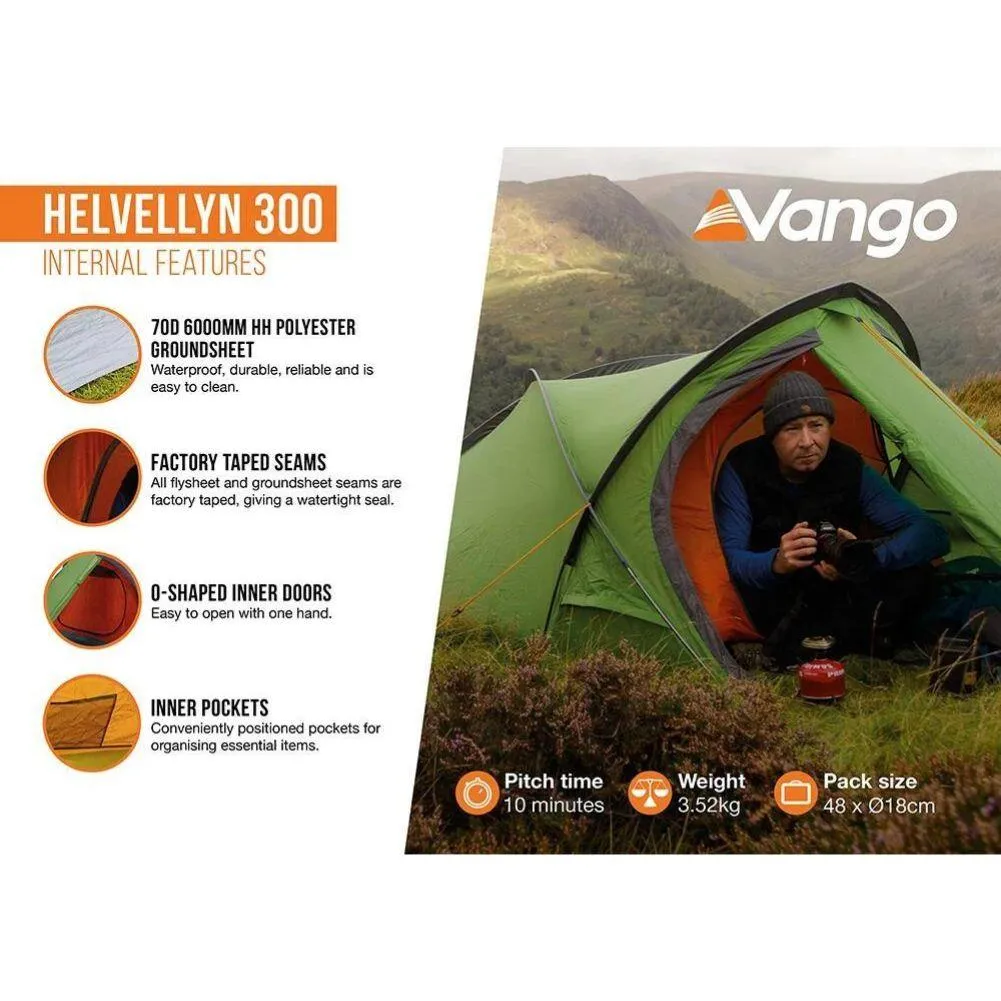 Vango Helvellyn 300 Trekking Tent - 3 Man Semi-Geodesic Tent