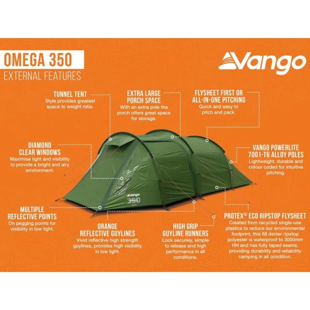 Vango Omega 350 Eco Tent - 3 Man Tunnel Tent