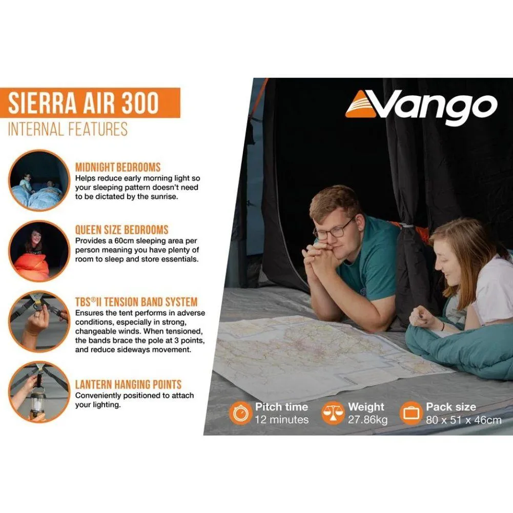 Vango Sierra Air 300 - 3 Man Tent (Deep Blue)