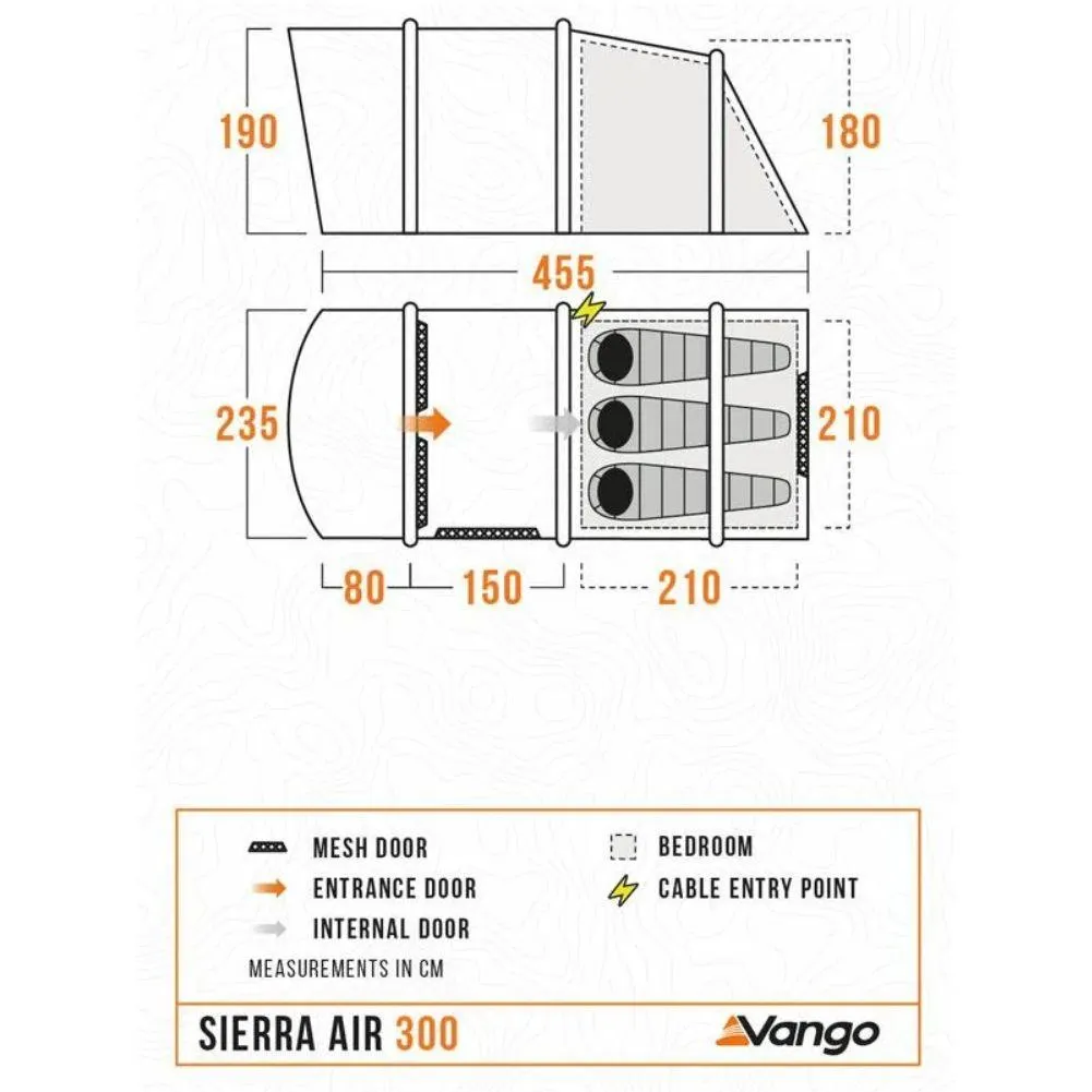 Vango Sierra Air 300 - 3 Man Tent (Deep Blue)