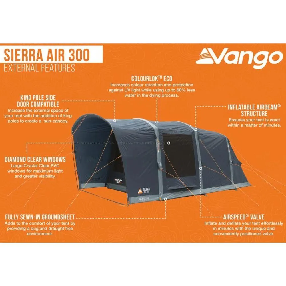 Vango Sierra Air 300 - 3 Man Tent (Deep Blue)