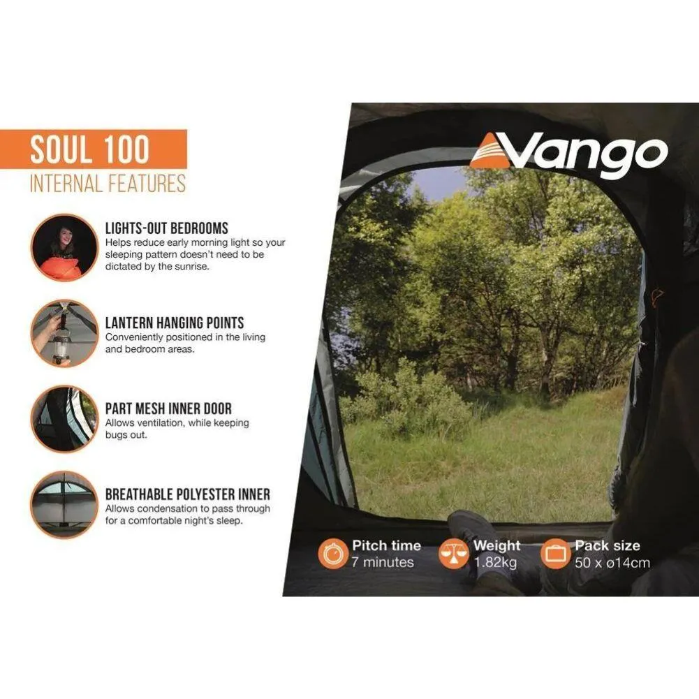 Vango Soul 100 Tent - 1 Man Tunnel Tent (Deep Blue)