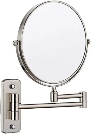 Vanity Mirror Wall Mounted Makeup Mirror 8-inch Two-Sided Swivel Wall Mounted Mirror, Extending Folding Bathroom Shaving