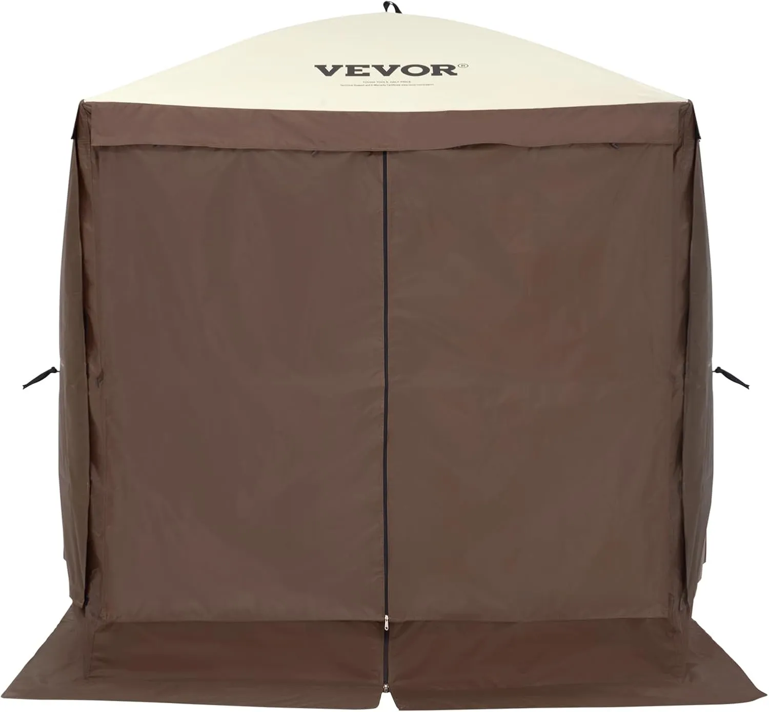 VEVOR Pop Up Gazebo Tent, Pop-Up Screen Tent 4 Sided Canopy Sun Shelter with 4 Removable Privacy Wind Cloths & Mesh Windows, 6x6FT Quick Set Screen Tent with Mosquito Netting, Brown