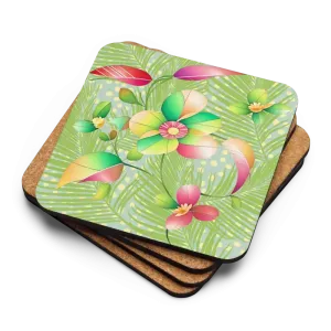 Vibrant Heat Resistant Cork Back Coaster