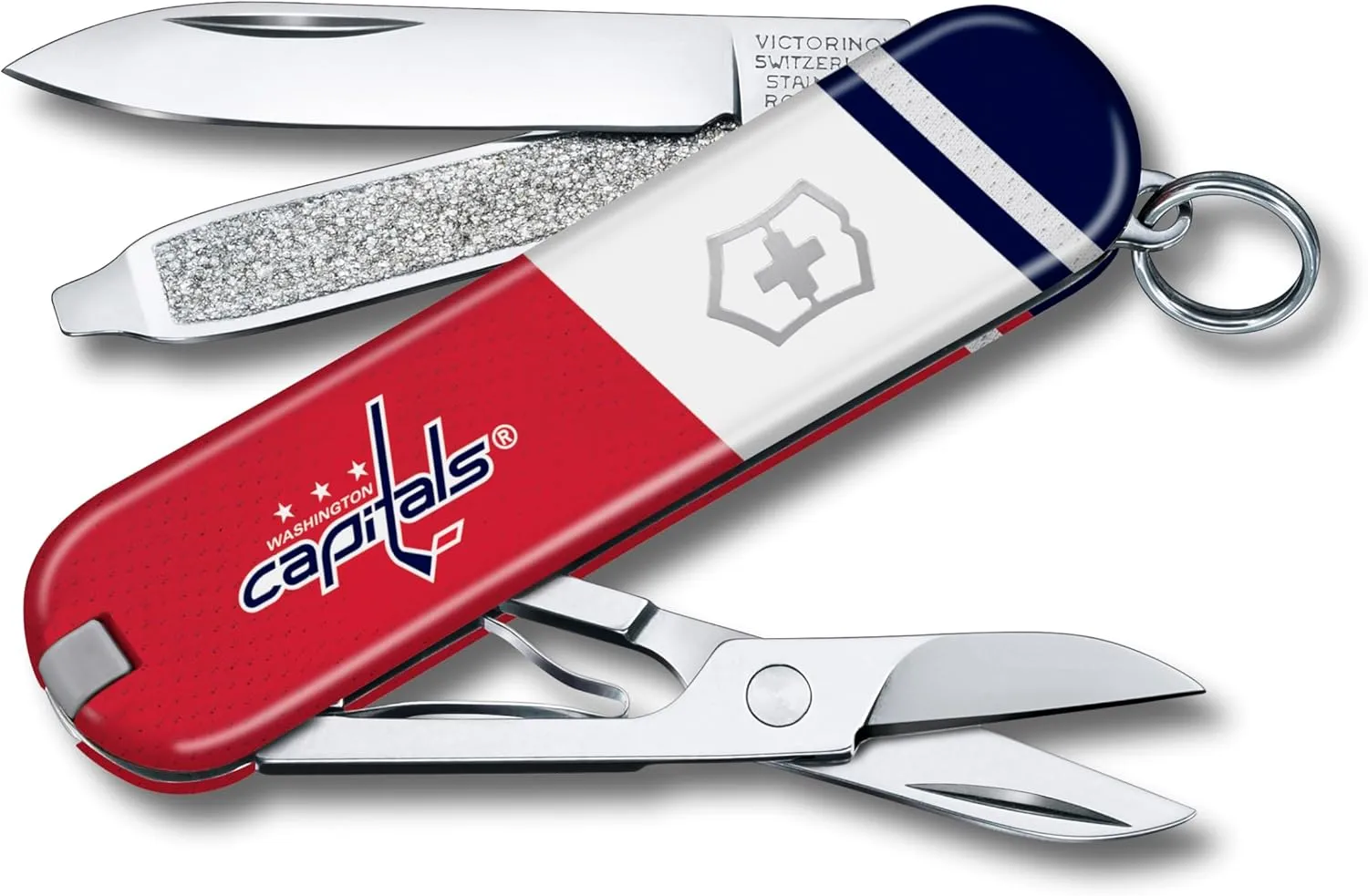 Victorinox Classic SD Swiss Army Knife – Compact 7 Function Swiss Made Pocket Knife with Small Blade, Screwdriver and Key Ring – Washington Capitals