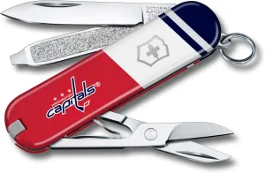 Victorinox Classic SD Swiss Army Knife – Compact 7 Function Swiss Made Pocket Knife with Small Blade, Screwdriver and Key Ring – Washington Capitals
