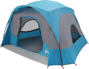 vidaXL Family Tent Cabin 6-Person - Blue Waterproof Camping shelter - 185t Polyester pu Coating, Portable with Gear loft, e-Port & Removable rainfly